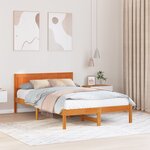 vidaXL Cadre de lit en pin massif Marron ciré Bois massif 120 x 190 cm