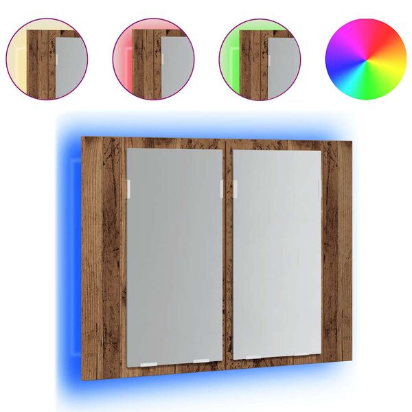 vidaXL Armoire à miroir LED vieux bois 60x12x45 cm bois d'ingénierie