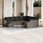 vidaXL Salon de jardin avec coussins 10 Pièces gris résine tressée