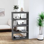 vidaXL Bibliothèque/Séparateur de pièce Gris 80x30x135 5 cm Pin massif