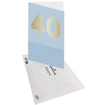 Carte D'anniversaire 40 Ans En Or - Bleu Clair - A Message - Pour Homme Et Femme - 11 5 X 17 Cm - Draeger paris