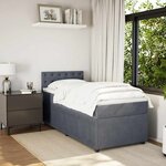 vidaXL Sommier à lattes de lit et matelas Gris foncé 90x200 cm Velours