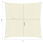 vidaXL Voile d'ombrage 160 g/m² Crème 6x6 m PEHD