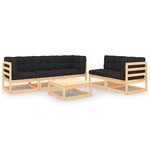 vidaXL Salon de jardin 6 Pièces avec coussins Bois de pin massif