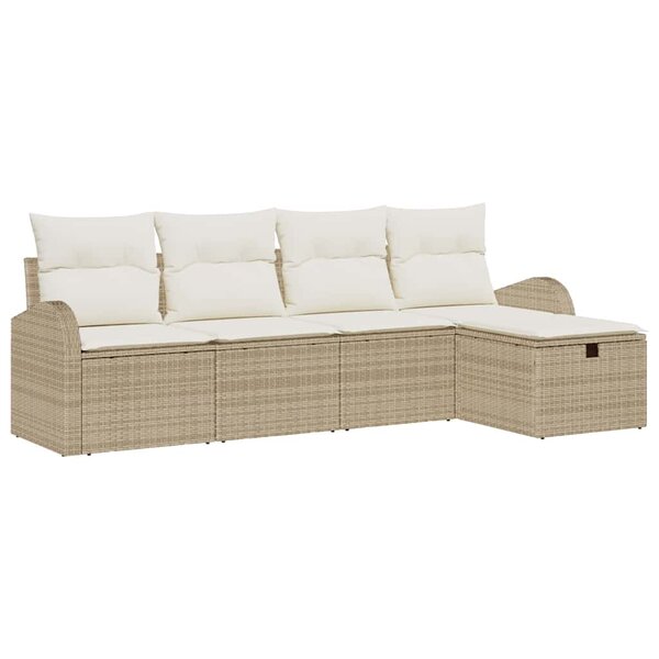 vidaXL Ensemble de canapé de jardin avec coussin 5 Pièces beige et crème