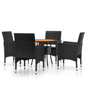 vidaXL Ensemble à manger de jardin 5 Pièces Résine tressée Noir