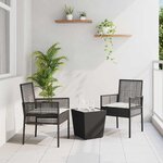 vidaXL Ensemble bistro de jardin 3 Pièces Noir Poly rotin