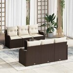 vidaXL Ensemble de canapé de jardin 7 Pièces Marron 55 x 55 x 37 cm
