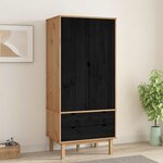 vidaXL Armoire OTTA Noir 76 5 x 53 x 172 cm Bois de pin massif