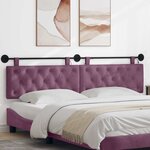 vidaXL Tête de lit suspendue Avec lumière LED Pourpre Velours