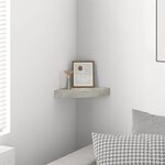 vidaXL Étagère d'angle murale Gris béton 25x25x3 8 cm MDF
