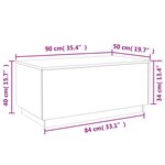 vidaXL Table basse avec lumières LED chêne fumé 90x50x40 cm