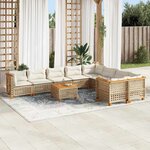 vidaXL Salon de jardin avec coussins 10 Pièces beige résine tressée