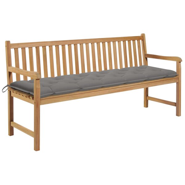 vidaXL Banc de jardin avec coussin gris 175 cm Bois de teck massif