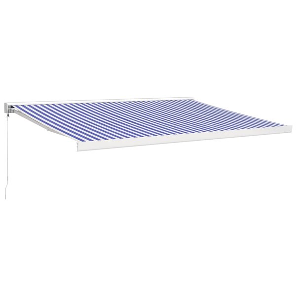vidaXL Auvent rétractable bleu et blanc 4x3 m tissu et aluminium