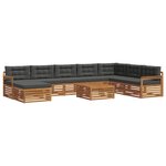 vidaXL Ensemble de canapés d'extérieur 9 pc Naturel et Anthracite