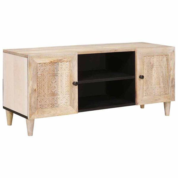 vidaXL Meuble TV Blanc 105 x 33 x 46 cm bois de manguier massif