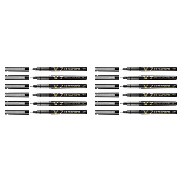 Stylo roller Hi-Tecpoint V7 Encre liquide Pointe moyenne Noir x 12 PILOT