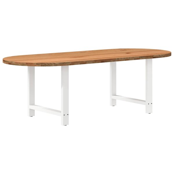 vidaXL Table à manger marron clair bois de chêne massif ovale