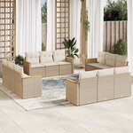 vidaXL Salon de jardin avec coussins 12 Pièces beige résine tressée