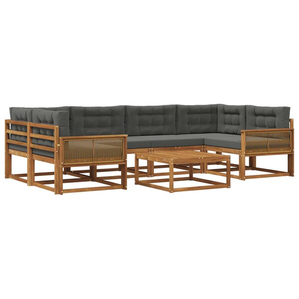 vidaXL Ensemble de canapés d'extérieur 7 Pièces Naturel et Anthracite