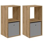 vidaXL Table de chevet 2 pc Chêne artisanal 35 x 32 x 68 5 cm
