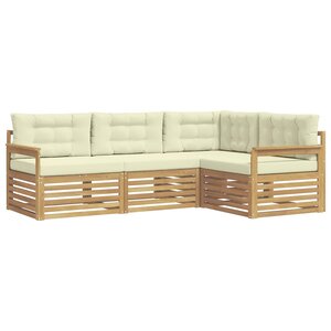 vidaXL Ensemble de canapés d'extérieur 5 pc Blanc et crème Polyester