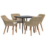 vidaXL Ensemble de salle à manger pour jardin 5 pc Beige polyrotin