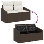 vidaXL Canapé jardin 8 pièces avec coussins marron en poly rattan