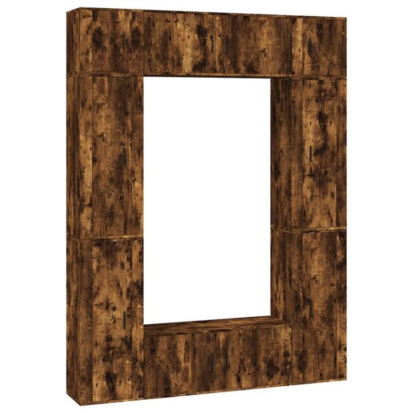 vidaXL Ensemble de meubles TV 8 Pièces Chêne fumé Bois d'ingénierie