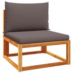 vidaXL Canapé de jardin sans accoudoirs avec coussins en bois d'acacia et rotin