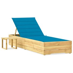 vidaXL Chaise longue de jardin avec table et coussin Pin imprégné