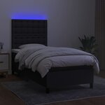 vidaXL Sommier à lattes de lit avec matelas et LED Noir 90x190cm Tissu