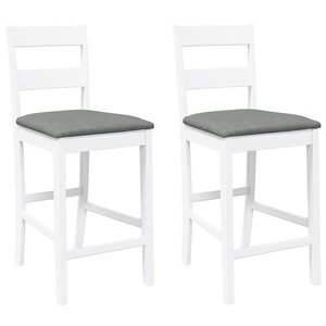 vidaXL Tabourets de bar avec coussins 2 Pièces blanc bois massif d'hévéa
