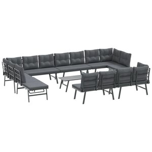vidaXL Ensemble de bancs de jardin avec coussins 9 Pièces noir