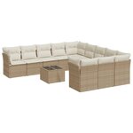vidaXL Salon de jardin avec coussins 12 Pièces beige résine tressée
