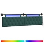 vidaXL Tête de lit suspendue Avec lumière LED Vert foncé Tissu