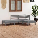 vidaXL Salon de jardin 4 Pièces Gris Bois de pin massif