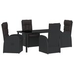 vidaXL Ensemble de salle à manger de jardin 5 pièces avec coussins - en poly rotin noir.