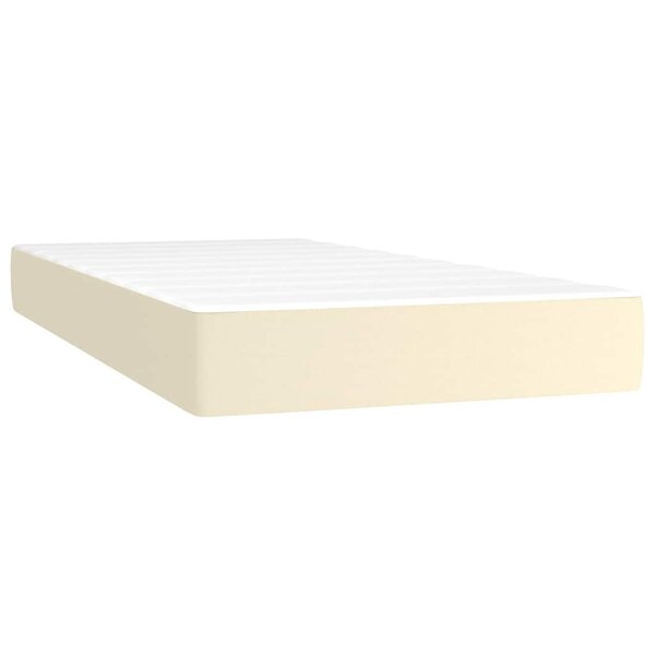 vidaXL Matelas de lit à ressorts ensachés fermeté moyenne Crème 90x190x20cm Similicuir