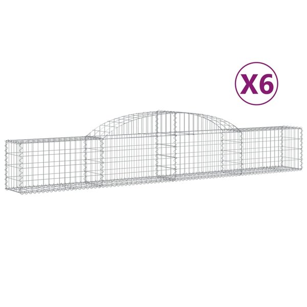 vidaXL Paniers à gabions arqués 6 Pièces 300x30x40/60 cm fer galvanisé