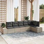 vidaXL Ensemble de canapé de jardin 6 Pièces Gris clair Poly rotin
