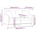 vidaXL Canapé 2 places avec oreillers décoratifs crème 120 cm tissu