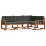 vidaXL Ensemble de canapés d'extérieur 4 pc Naturel et Anthracite