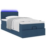 vidaXL Lit ottoman avec matelas et LED Bleu 90x200 cm Tissu