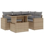 vidaXL Salon de jardin avec coussins 5 Pièces beige résine tressée
