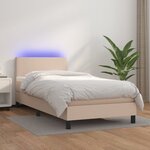 vidaXL Sommier à lattes de lit avec matelas et LED Cappuccino 90x200cm