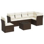 vidaXL Salon de jardin 7 Pièces avec coussins noir résine tressée