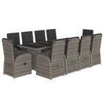 vidaXL Ensemble à manger de jardin 11Pièces avec coussins gris poly rotin