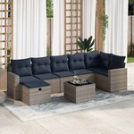 vidaXL Salon de jardin 8 Pièces avec coussins gris résine tressée